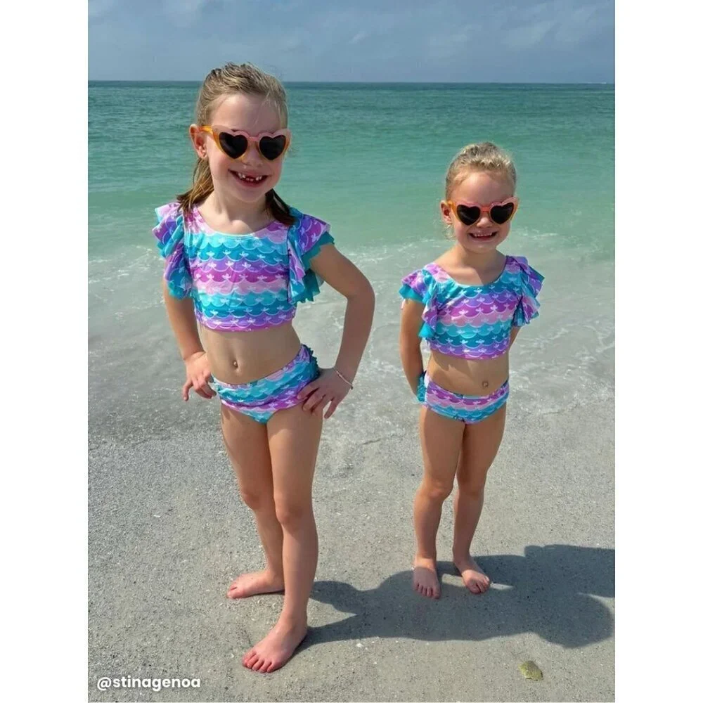 RUFFLEBUTTS Mermaid Butterfly Tankini 18-24 Months